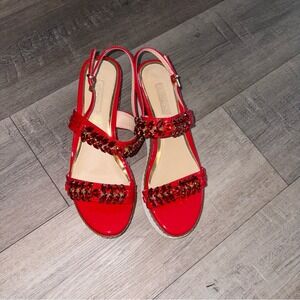 Primadonna Crystal Embellished Platform Sandals Red Excellent Italian eu 40